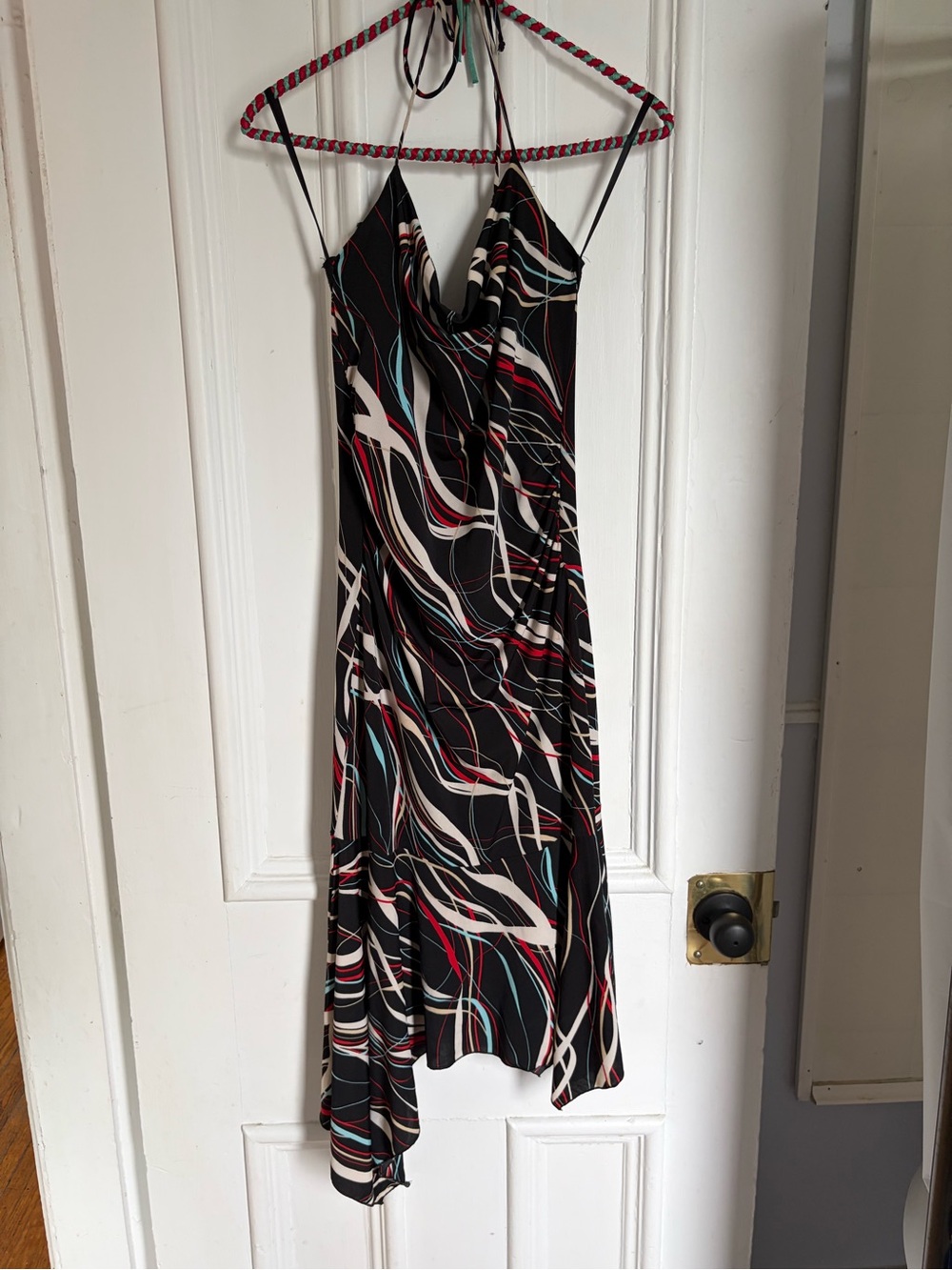 Y2K Vintage Le Chateau Summer Dress with Asymmetrical Hemline and Cowl Neck